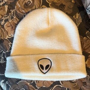 White Beanie with Alien Decal